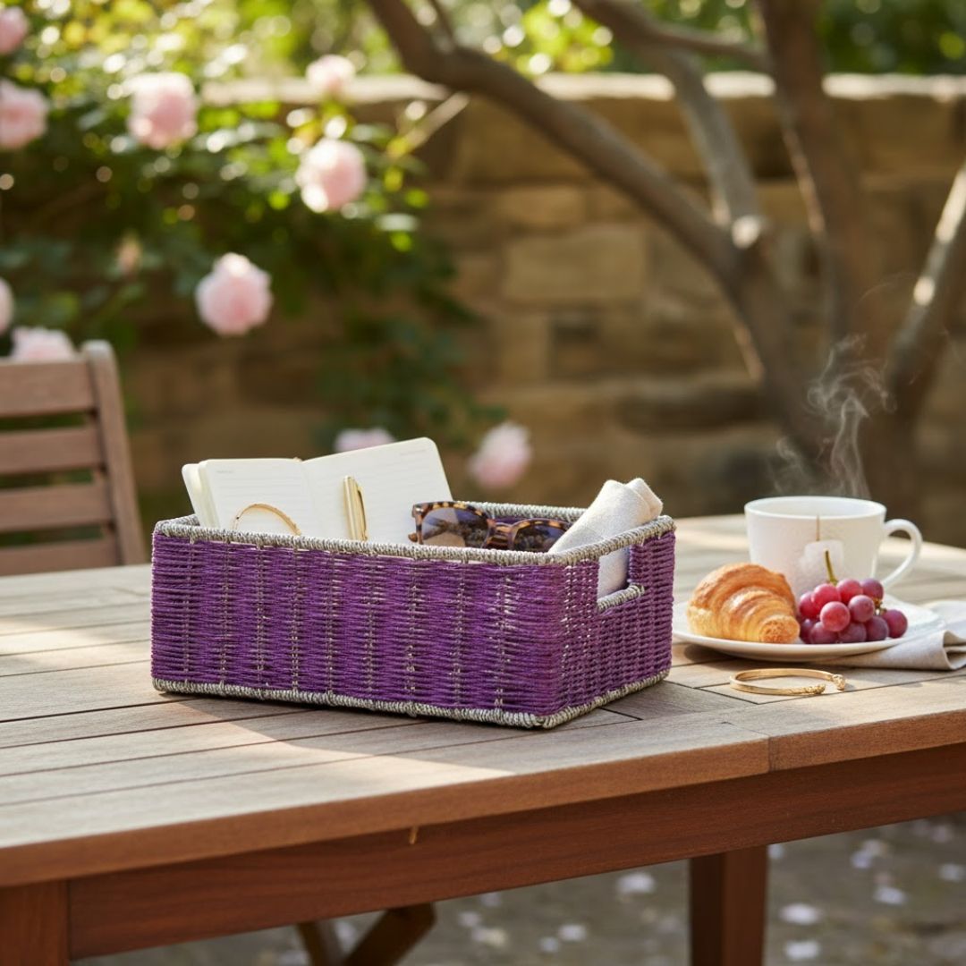 Handwoven Purple Basket